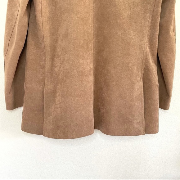 Vintage Abe Schrader Ultra Suede Peak Lapel Button Front Blazer Jacket Tan Small - Picture 6 of 16